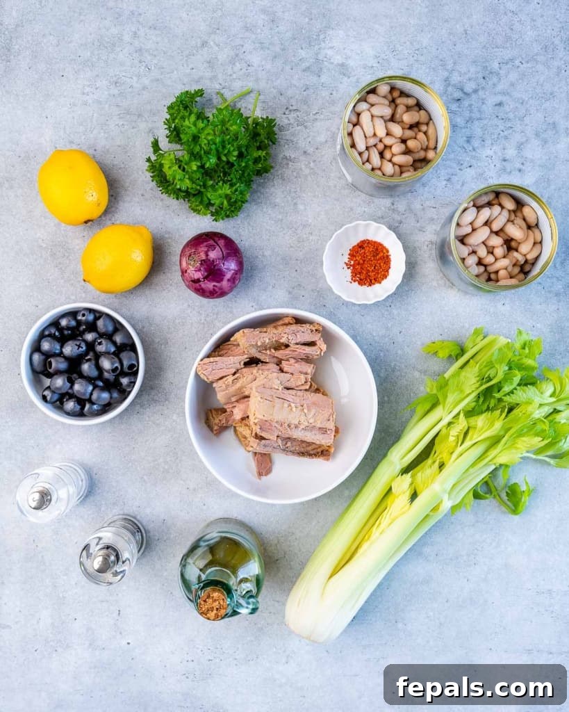 Wholesome White Bean Tuna Medley 4 ingredients to make tuna and white bean salad
