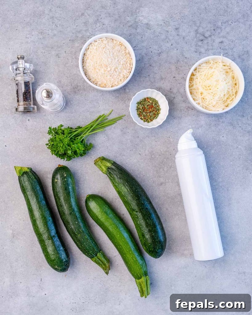Crispy Air Fryer Zucchini Parmesan Fries 4 ingredients to make air-fryer zucchini fries