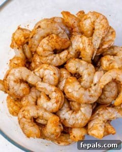 seasoned raw shrimp in a bowl