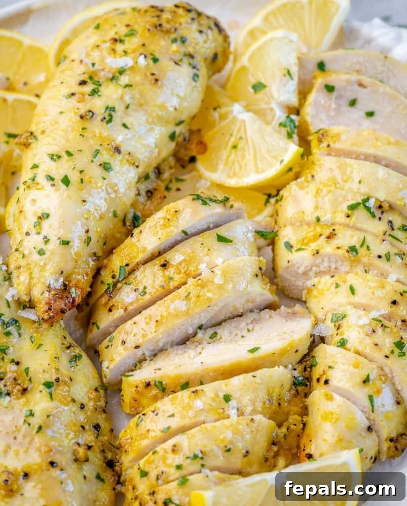 close up sliced chicken breast 