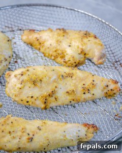 air fried chicken breast on the wire wrack of air fryer