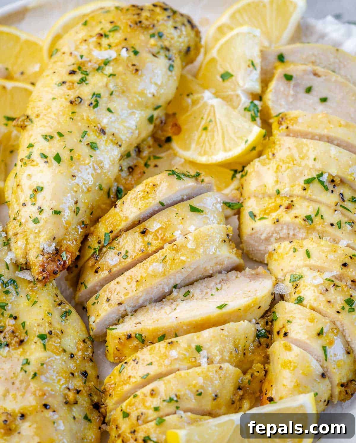 close up sliced chicken breast