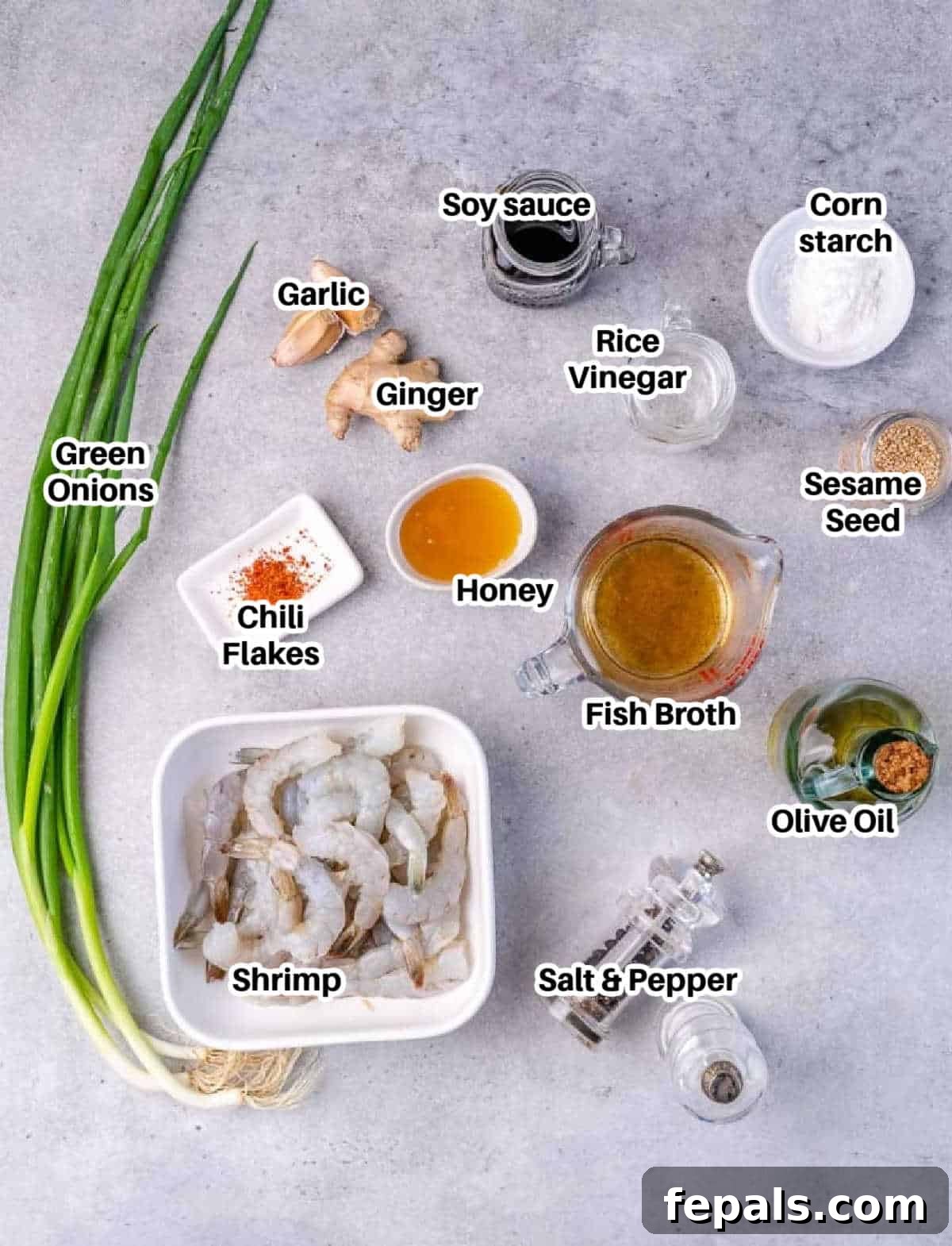 ingredients to make teriyaki shrimp.