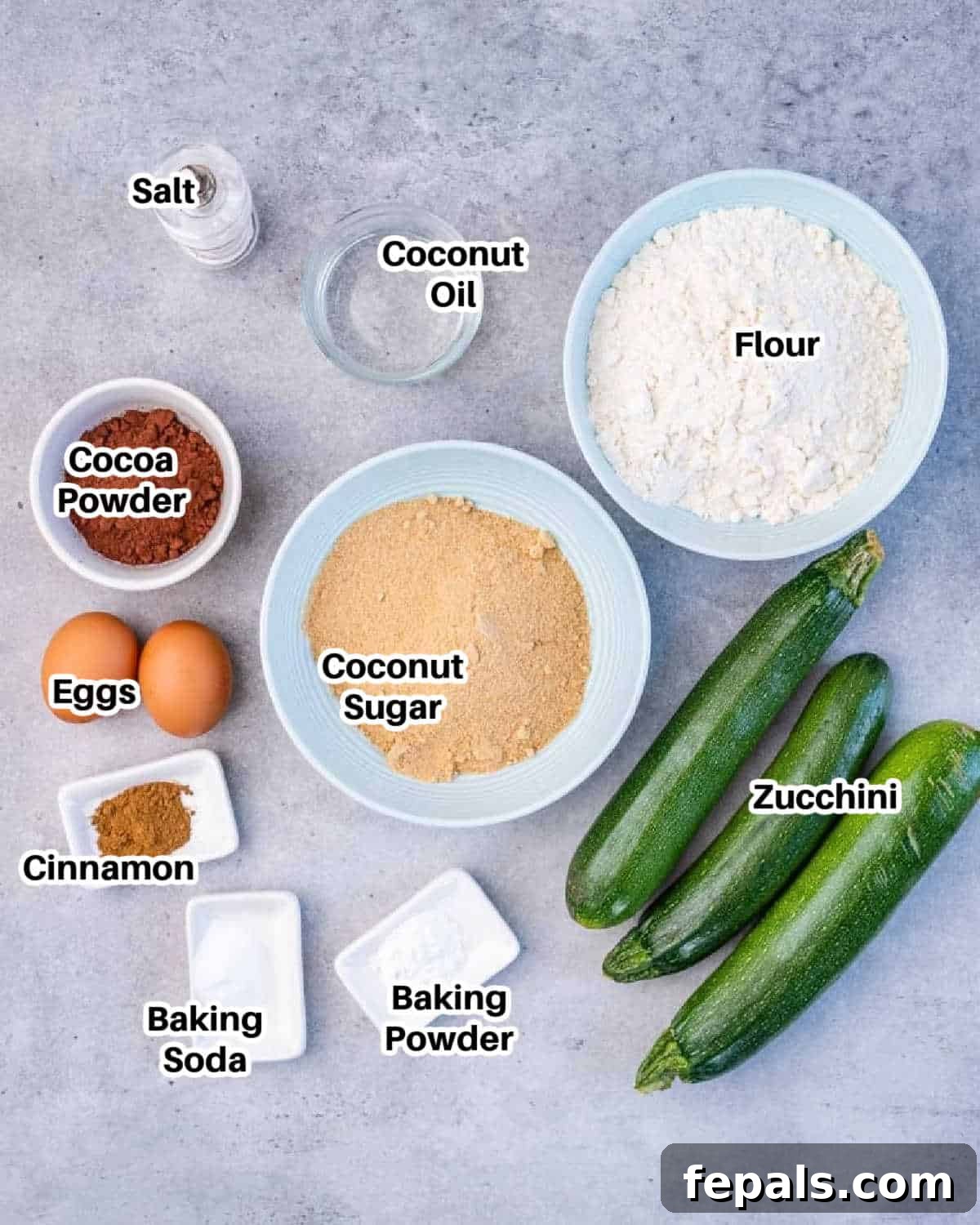Ingredients for zucchini bread.