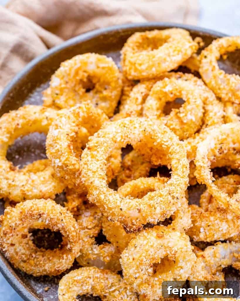 close up onion rings on a plate