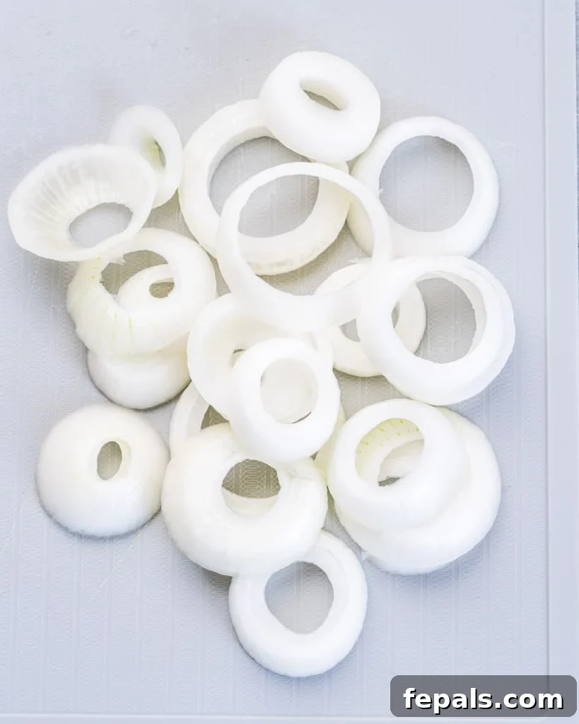 sliced onions before air frying