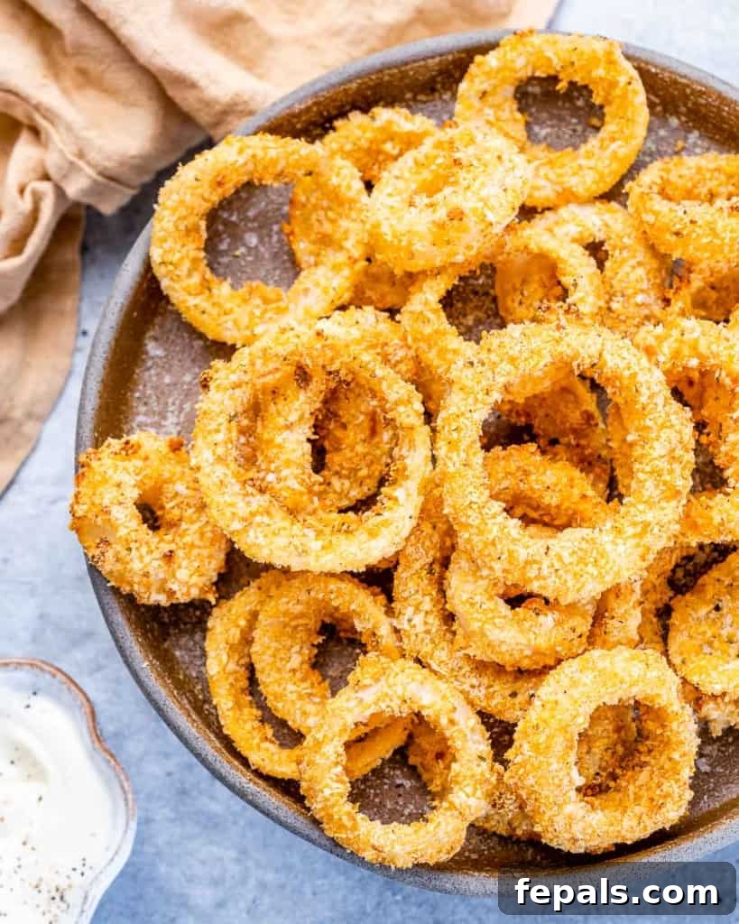 tope close up view of onion rings on a plate