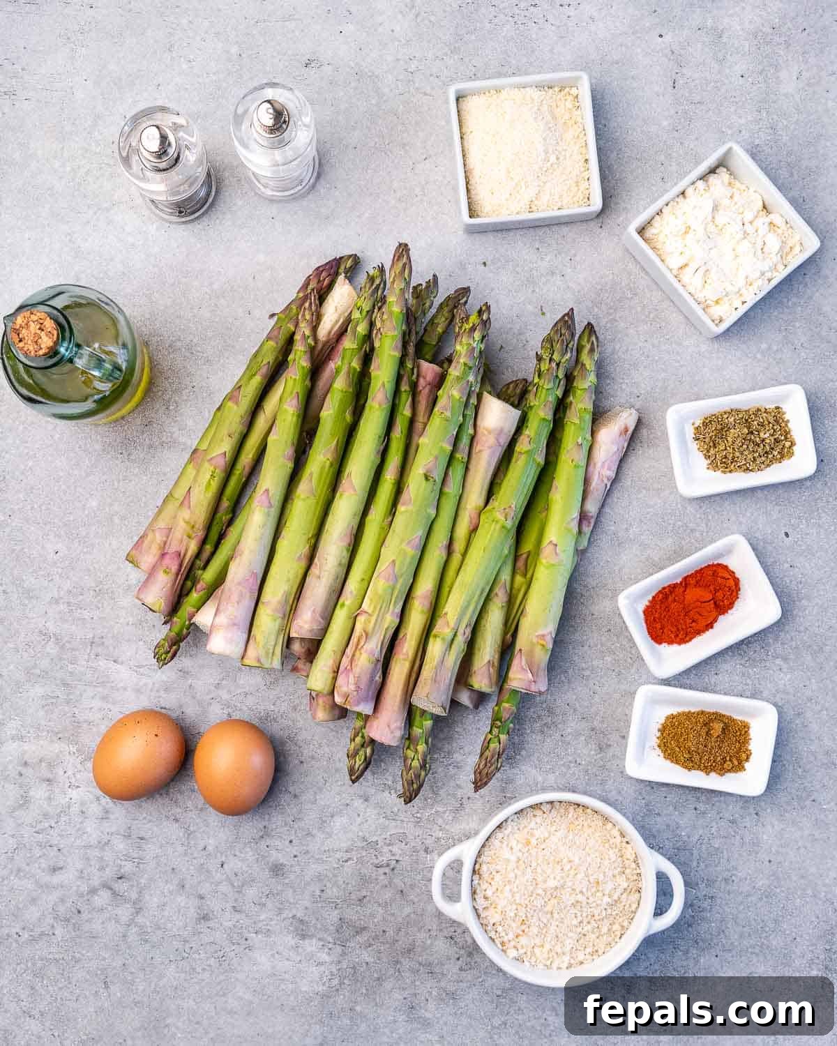 Overhead shot of ingredients needed for oven baked asparagus