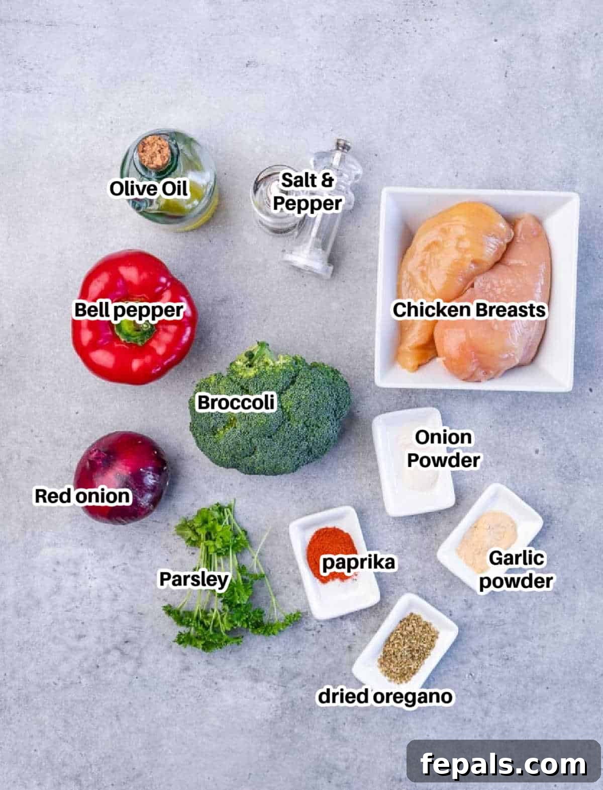 ingredients to make sheet pan chicken and veggies.