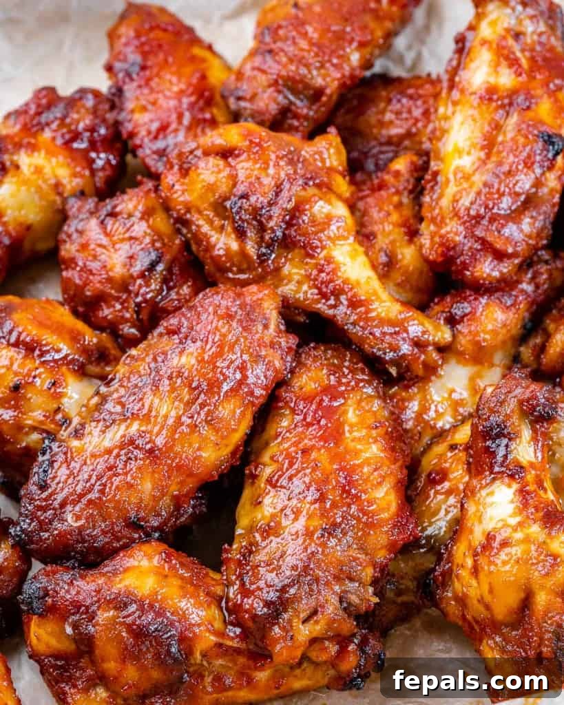 close up of air fried buffalo chicken wings 