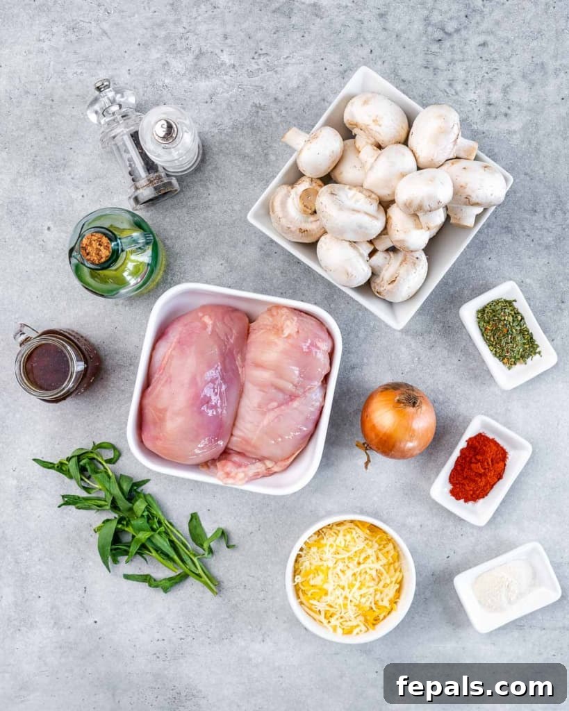 ingredients to make chicken and mushroom skillet