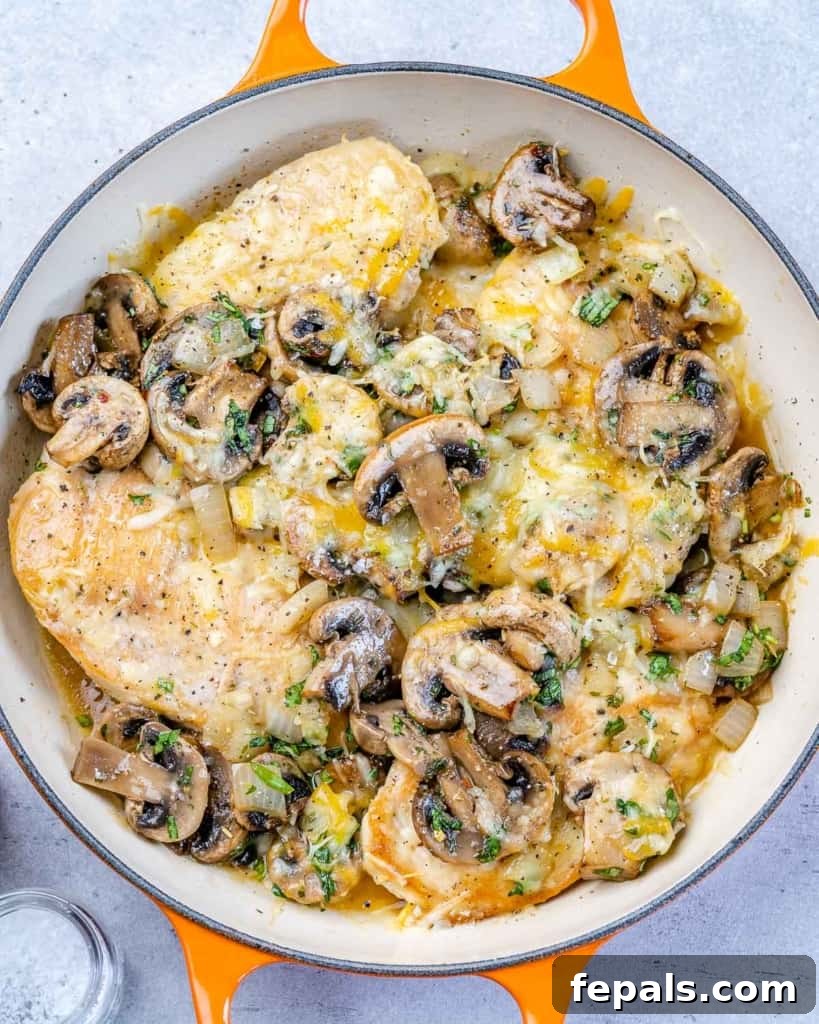 top view chicken and mushrooms recipe