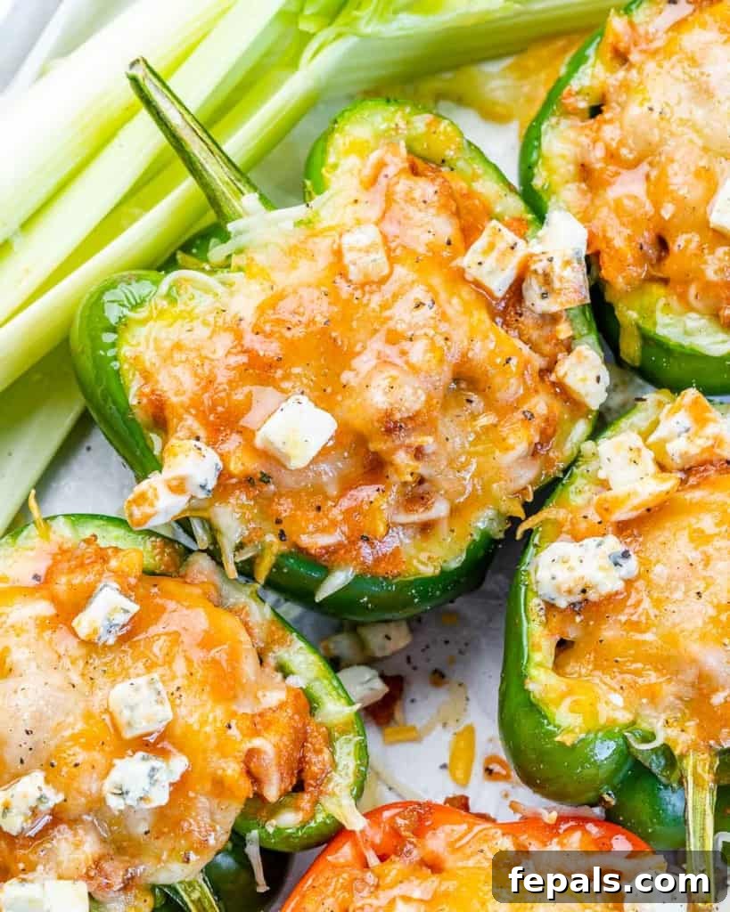 top view of cooked stuffed bell peppers