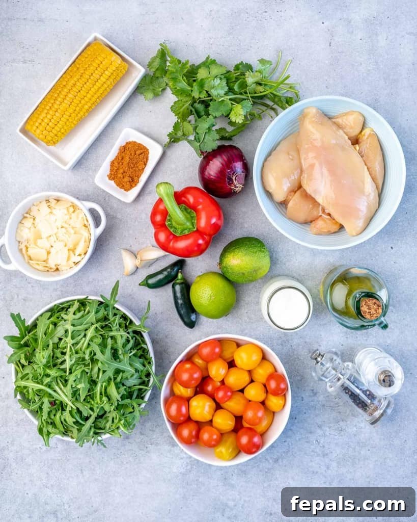 Individual ingredients laid on a table.