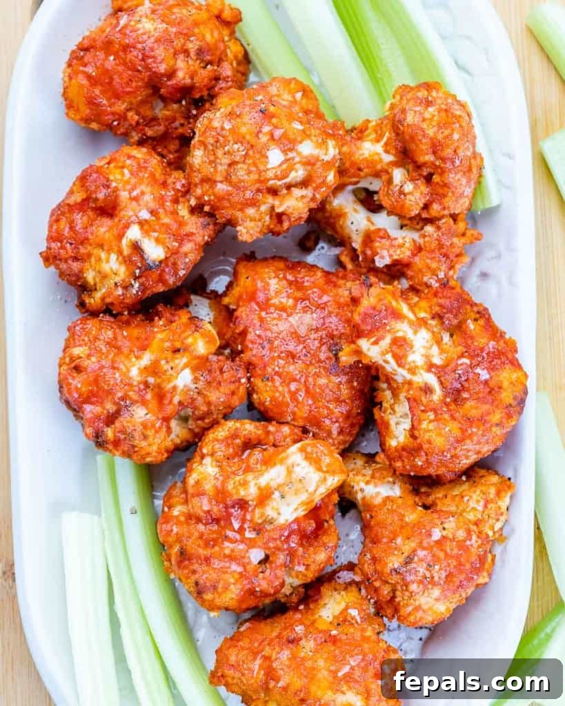 top view of air fryer bbq cauliflower 