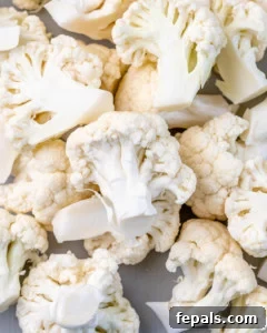 cut up cauliflower floret before air frying
