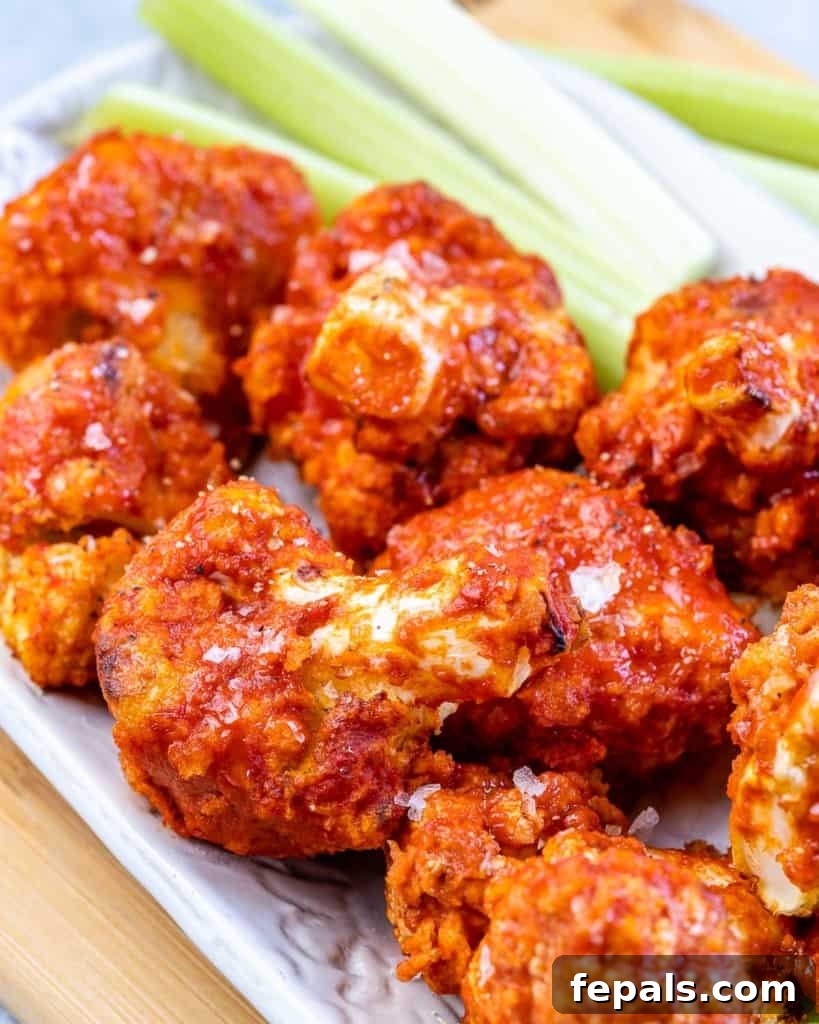 side shot of cauliflower wings 