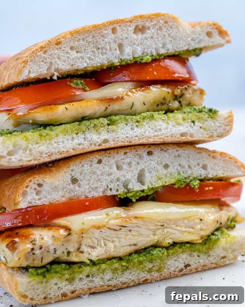Gourmet Grilled Chicken Sandwich 3 side shot of grilled chicken breast stacked over each other