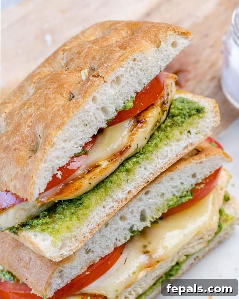 Gourmet Grilled Chicken Sandwich 9 top view of two chicken breast sandwiches on top of each other