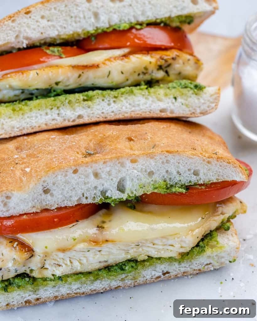 Gourmet Grilled Chicken Sandwich 10 side shot of grilled chicken sandwich cut in half