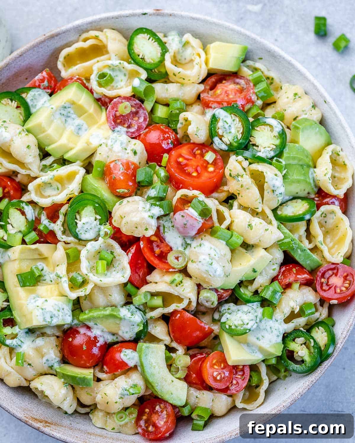 one bowl of cilantro lime pasta salad recipe