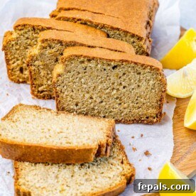side shot of lemon loaf slices