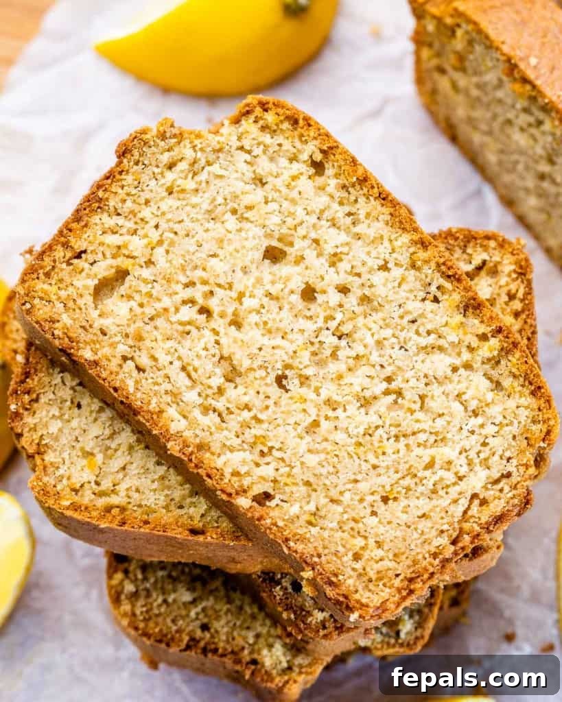 Slices of lemon bread stacked.