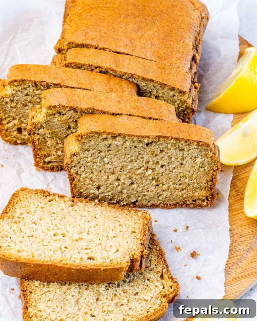 Sliced lemon loaf bread.