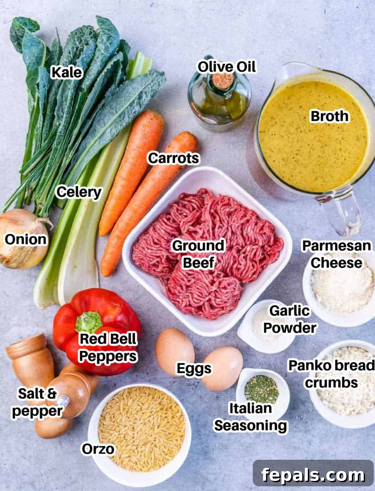 Nonna's Italian Wedding Soup 4 ingredients to make Italian Wedding Soup.