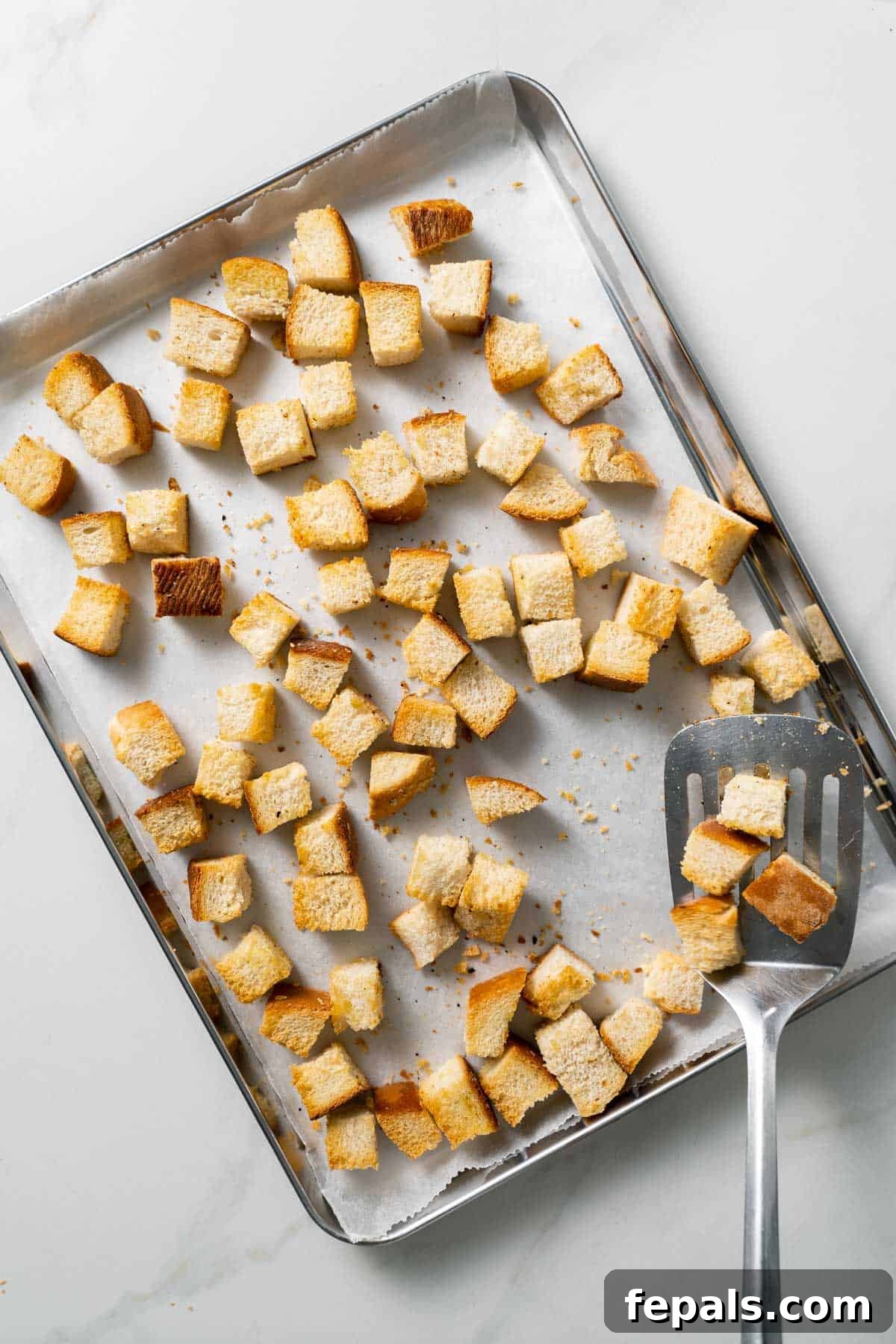 How To Make Croutons flipping croutons with spatula