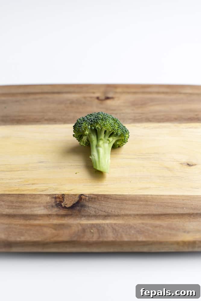 How to Perfectly Cut Broccoli 7 Broccoli floret with longer stem.