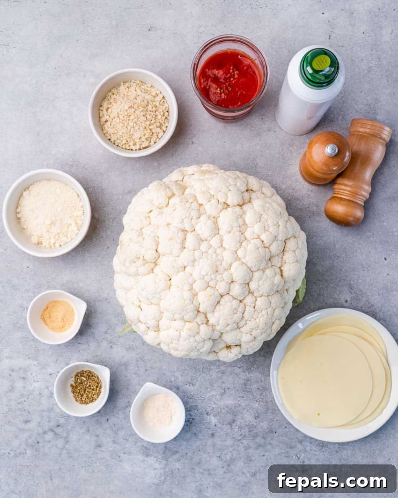 ingredients to make baked cauliflower parmesan