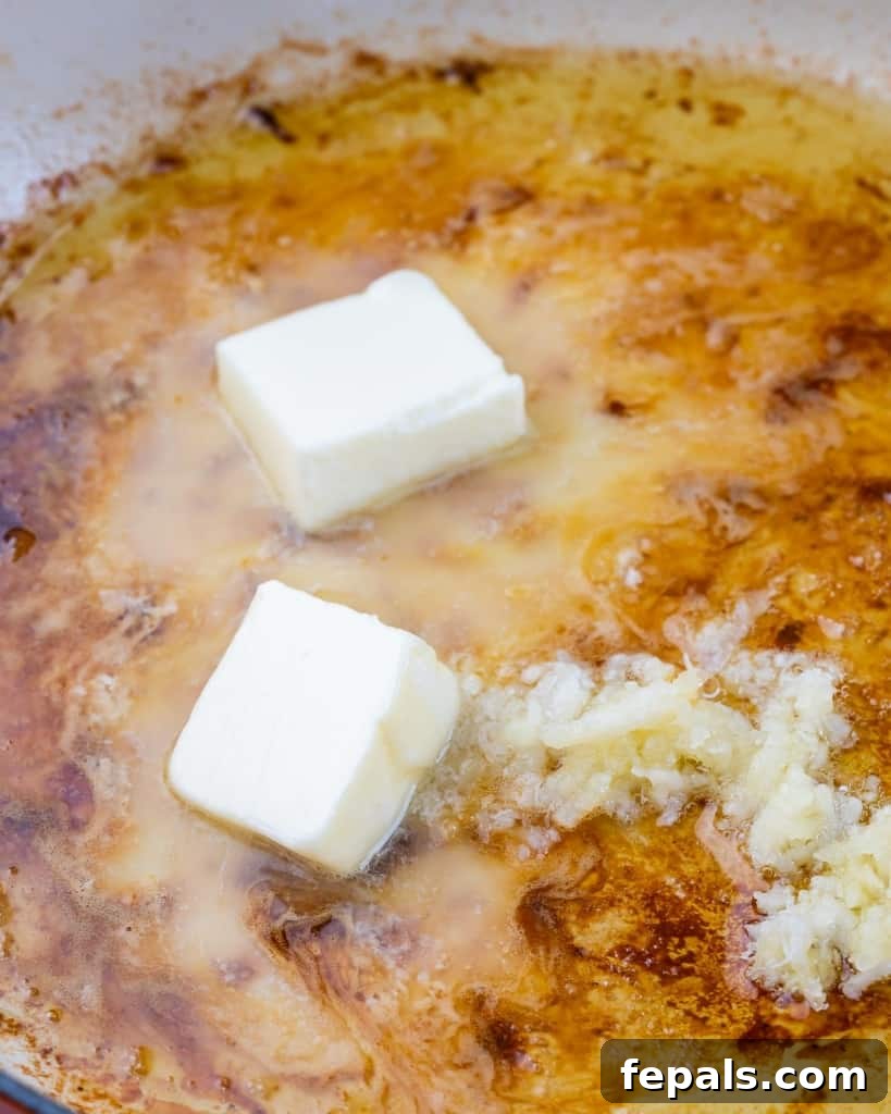 Engagement Skillet Chicken 6 Melting butter in a skillet.