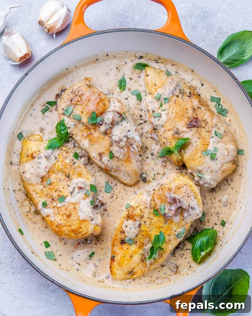 Engagement Skillet Chicken 8 Marry me chicken in a skillet with a creamy sauce.
