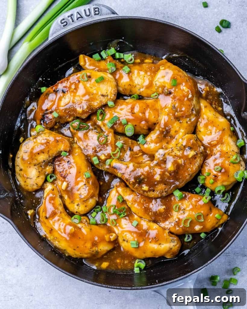 Chicken tenders in a honey garlic sauce.