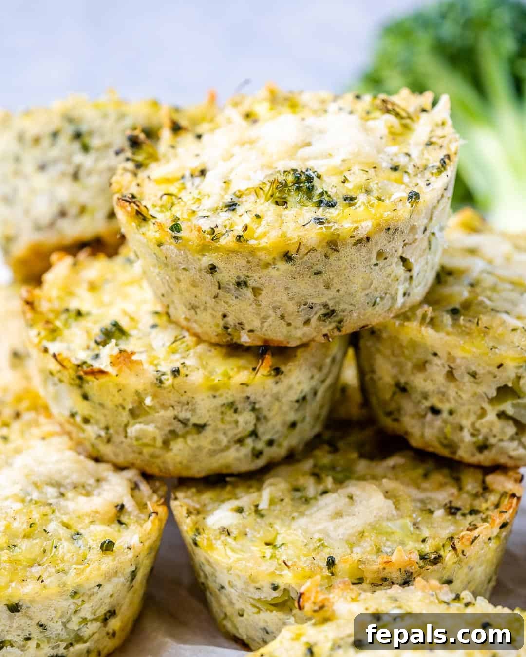 Cheesy Broccoli Quinoa Nuggets 2 Pile of broccoli cheddar quinoa bites on a white surface with melted cheese visible on top.