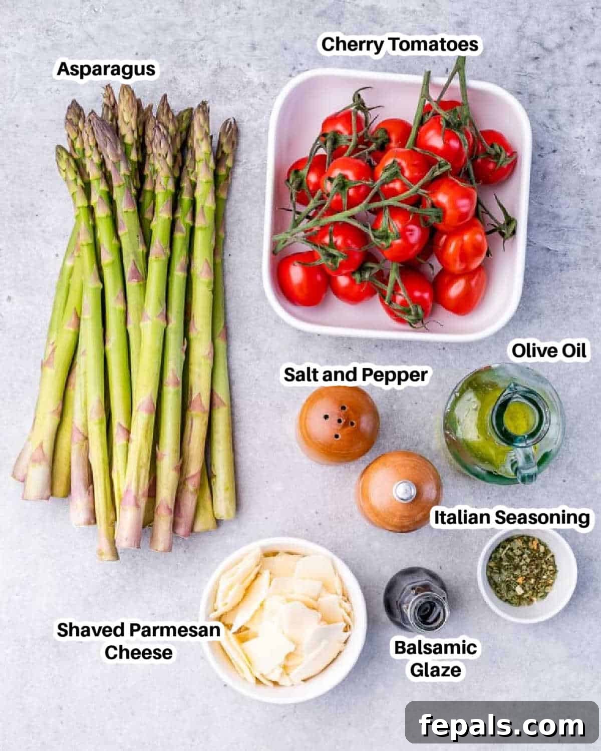 ingredients for balsamic baked asparagus.