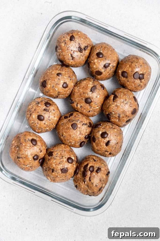 energy balls added into a container