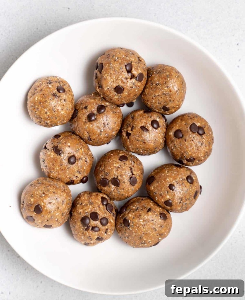cookie dough balls on a round white plate