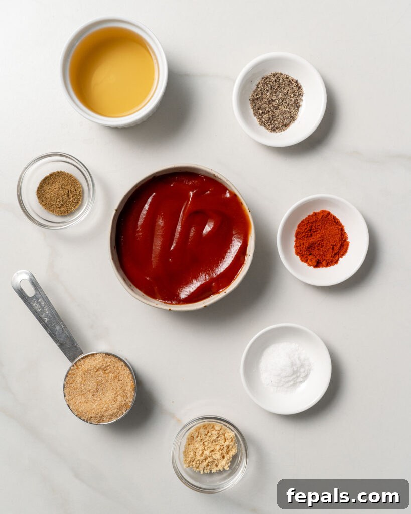 ingredients laid out to make homemade bbq sauce