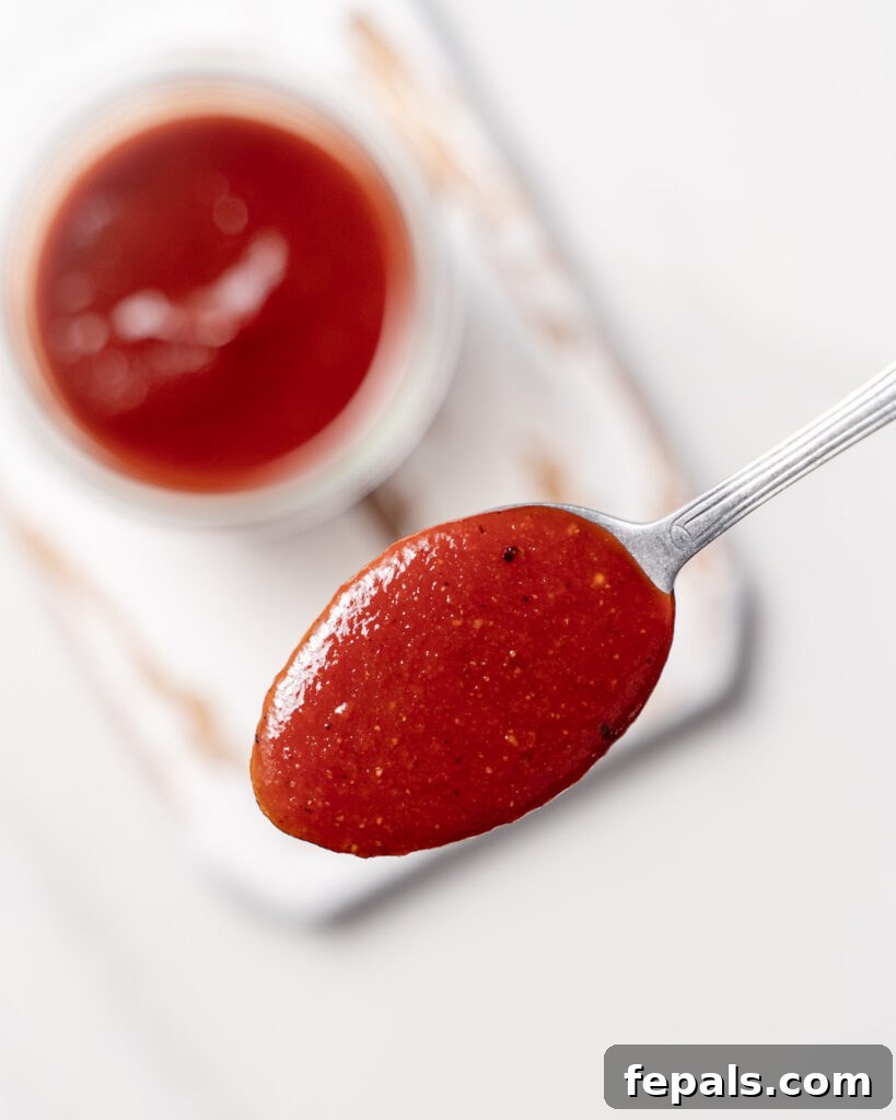 a spoonful of bbq sauce top view