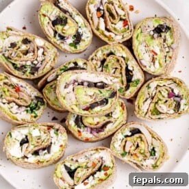 top view pinwheels on a plate