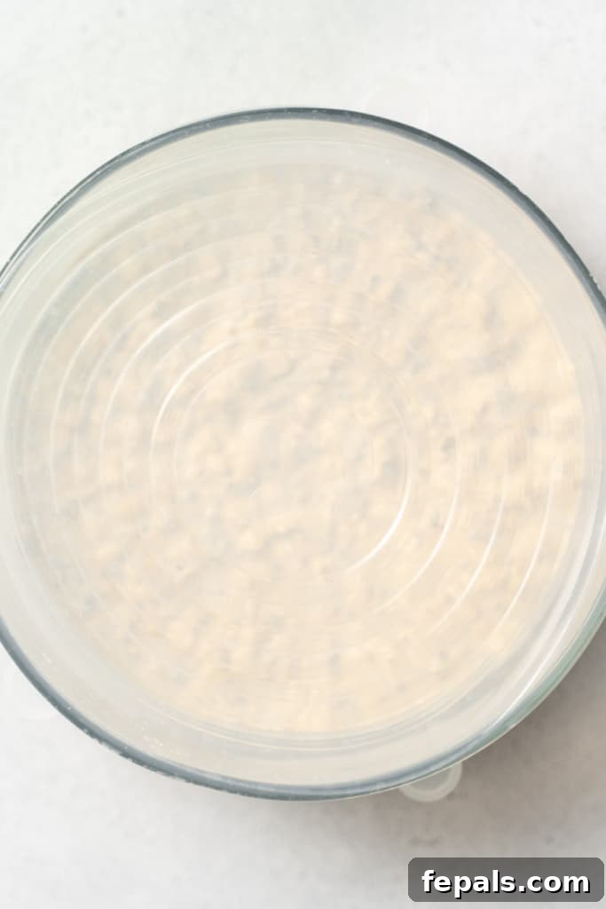 Creamy overnight oats in a large bowl.