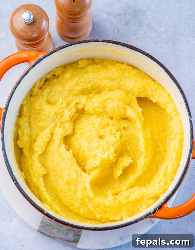 Golden Grits and Gulf Delights 5 Grits cooked in a large pot.