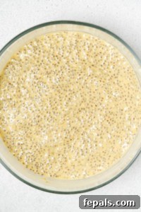 Tropical Mango Chia Bliss 22 thickened chia pudding in a round bowl.