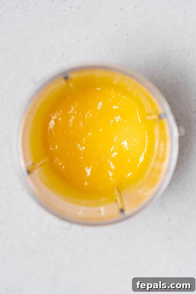 Tropical Mango Chia Bliss 6 pureed mango in blender
