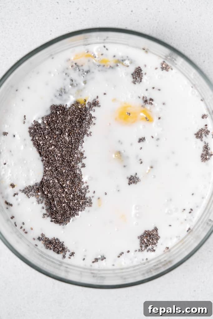Tropical Mango Chia Bliss 9 coconut milk added over the chia and mango mix