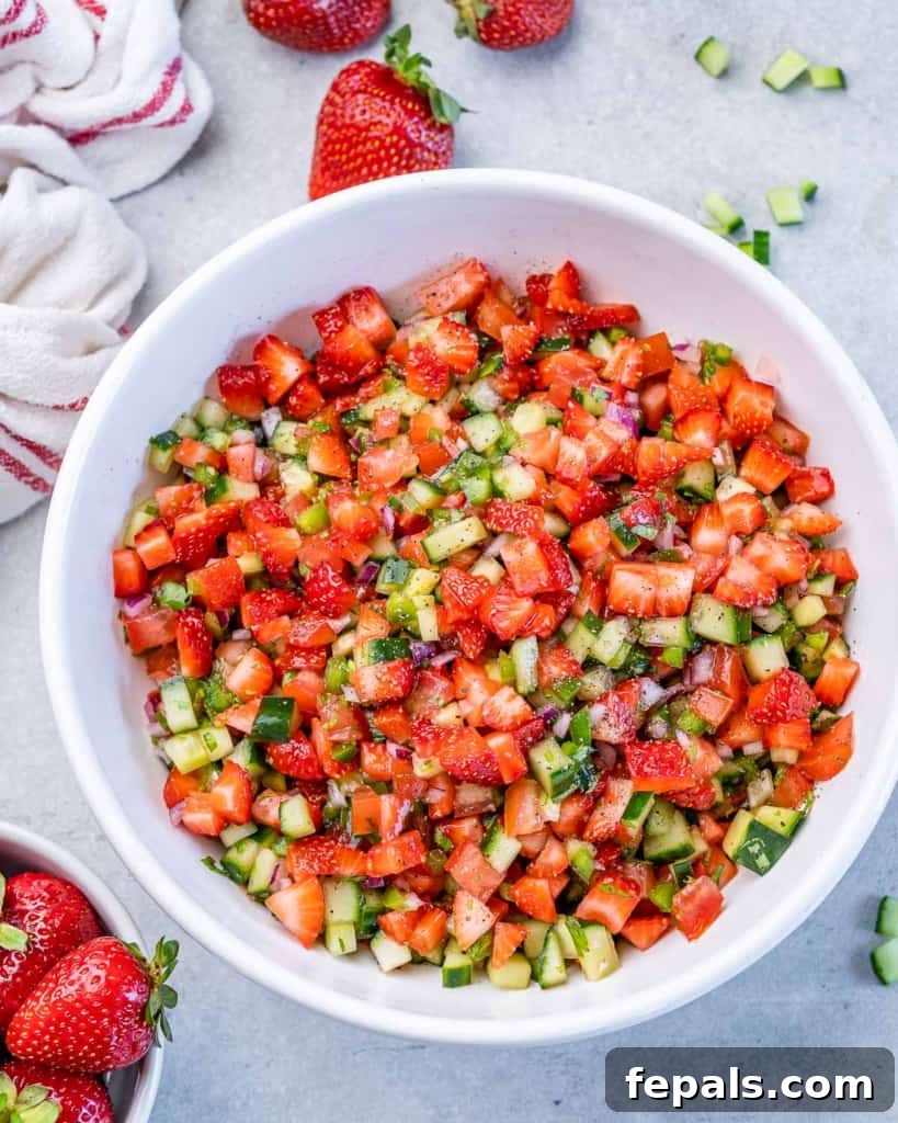 top view salsa in a round white bowl