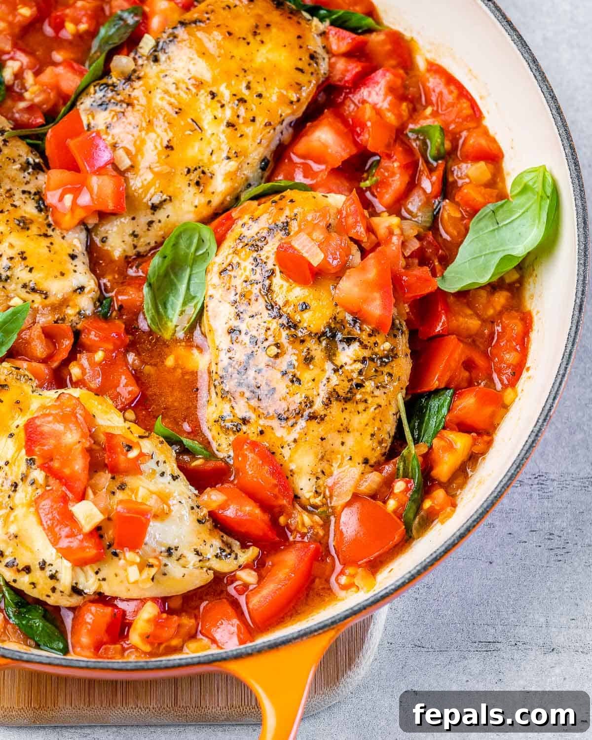 Tuscan Chicken Pomodoro 3 Chicken breasts in a chunky tomato sauce.