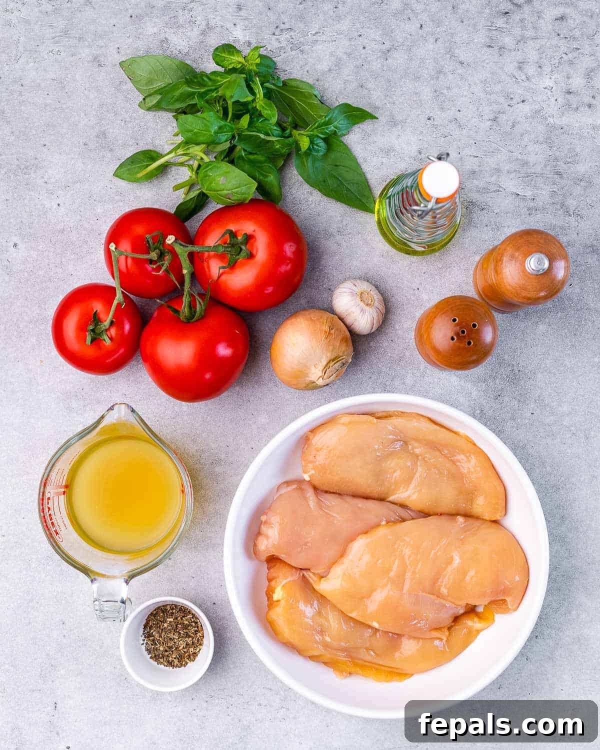 Tuscan Chicken Pomodoro 4 Raw chicken, fresh tomatoes, onion and seasonings.